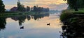 Ducks on the Nysa Klodzka River at dawn Royalty Free Stock Photo
