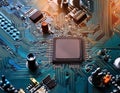 Close-up of electronic circuit board. Technology and electronics background. Royalty Free Stock Photo