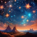 Starry Serenade: Dancing Lights in the Night Sky Royalty Free Stock Photo