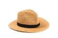 Straw hat on background. Royalty Free Stock Photo