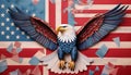 USA flag with bald eagle spreading wings made of collage magazine paper art Royalty Free Stock Photo