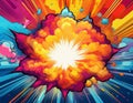 Comic book explosion background with rays and stars. Vector illustration. Royalty Free Stock Photo