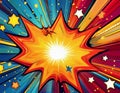 Comic book explosion background with rays and stars. Vector illustration. Royalty Free Stock Photo