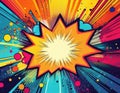 Comic book explosion background with rays and stars. Vector illustration. Royalty Free Stock Photo