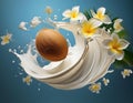 Milk Tornado with Plumerias and Coconut in Baby Clothes Royalty Free Stock Photo