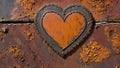 Rusty metal heart on rusty background, Love, unconditional love concept. Royalty Free Stock Photo