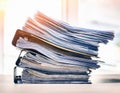 Pile of documents on the table, business and finance concept.. Royalty Free Stock Photo