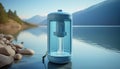 Innovative Portable Water Purification Device Highlighting Design and Functionality Royalty Free Stock Photo