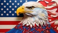 USA flag with bald eagle made of collage magazine paper art Royalty Free Stock Photo