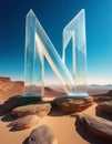 Alphabet letter N in the desert. 3d render illustration. Royalty Free Stock Photo