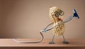 Peanut as a cleaning lady with vacuum cleaner with space for text Royalty Free Stock Photo