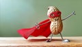 Peanut als a little superhero with place for text Royalty Free Stock Photo
