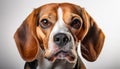Beagle grimaces, on a white background Royalty Free Stock Photo
