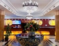 Modern and cozy lobby interior of the Golebiewski hotel in Mikolajki Royalty Free Stock Photo