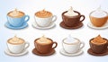 Ai generated. Set of a cup of various kind coffe vector illustrated Royalty Free Stock Photo