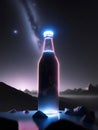 bottle of glass on the peacefull desert night Generated image Royalty Free Stock Photo
