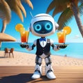 Tropical Cheers: The Friendly Bot Bartender Royalty Free Stock Photo