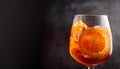 Aperol Spritz cocktail drink with orange and ice, copy space. Italian Aperol Spritz alcohol Royalty Free Stock Photo