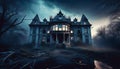 The mansion is dark, with broken windows Royalty Free Stock Photo