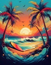 Tropical beach sunset. Tropical exotic beach sunset background Royalty Free Stock Photo