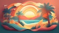 Tropical beach sunset. Tropical exotic beach sunset background Royalty Free Stock Photo
