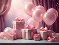 Babyshower Gifts on a table with balloons Royalty Free Stock Photo