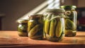 gherkins in a glass. small marinated pickles Royalty Free Stock Photo