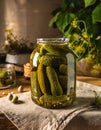 gherkins in a glass. Pickles. Salted Cucumbers Royalty Free Stock Photo