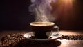 Seaming brew of coffee, sitting on a dark table to emphasize the steam coming from the coffee. Royalty Free Stock Photo