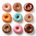 Donuts collection isolated on white background. Royalty Free Stock Photo