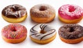 Donuts collection isolated on white background. Royalty Free Stock Photo