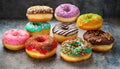 Donuts collection isolated on white background. Royalty Free Stock Photo