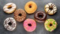 Donuts collection isolated on white background. Royalty Free Stock Photo