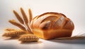 Wheat bread and Wheat. A wheat bread and shock of wheat on a white background Royalty Free Stock Photo