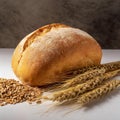 Wheat bread and Wheat. A wheat bread and shock of wheat on a white background Royalty Free Stock Photo