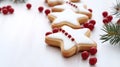 Christmas star cookies with icing, Space for text.Space for text. Royalty Free Stock Photo