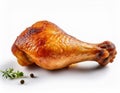 Fried Chicken Leg Drumstick on White Background Royalty Free Stock Photo