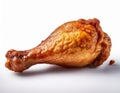 Fried Chicken Leg Drumstick on White Background Royalty Free Stock Photo