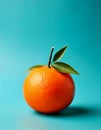 An animated mandarine on a light blue background a minimalistic Royalty Free Stock Photo