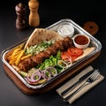 Kebab Fast Food Dish. A fast food dish of Kebab on a tray. Royalty Free Stock Photo