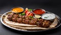 Kebab Fast Food Dish. A fast food dish of Kebab on a tray. Royalty Free Stock Photo