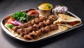 Kebab Fast Food Dish. A fast food dish of Kebab on a tray. Royalty Free Stock Photo