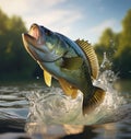 bass jumping out of the water Royalty Free Stock Photo