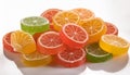 Citrus fruits flavored chewy jelly candy Royalty Free Stock Photo