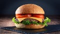 Hamburger. Burger with cheese,lettuce and tomato Royalty Free Stock Photo