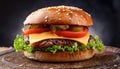 Hamburger. Burger with cheese,lettuce and tomato Royalty Free Stock Photo