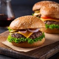 Hamburger. Burger with cheese,lettuce and tomato Royalty Free Stock Photo