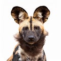 African Wild Dog, isolated on a white background Royalty Free Stock Photo