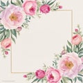 Peony flower watercolor painting Flowers flat lay floral pattern flower fream jpg Royalty Free Stock Photo