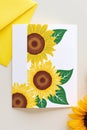 sun flower watercolor painting Flowers flat lay floral pattern flower fream jpg Royalty Free Stock Photo